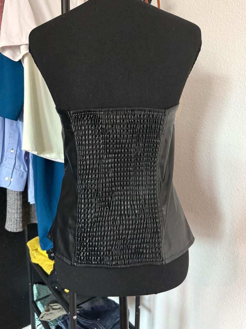 HYFVE Faux Leather Button-Front Corset Bustier Top Black Size L